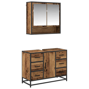 vidaXL Badezimmermöbel Set 2 pcs Altholz 80 x 33 x 60 cm Holzwerkstoff