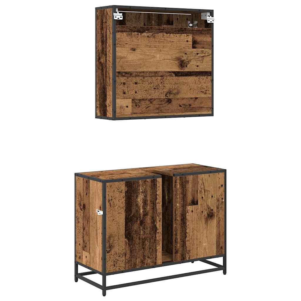 vidaXL Badezimmermöbel Set 2 pcs Altholz 80 x 33 x 60 cm Holzwerkstoff