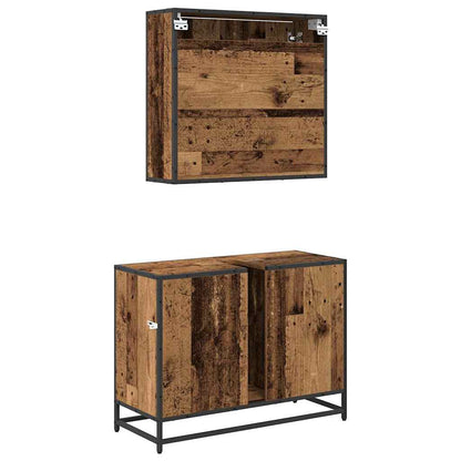 vidaXL Badezimmermöbel Set 2 pcs Altholz 80 x 33 x 60 cm Holzwerkstoff