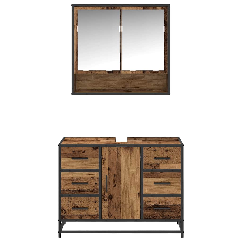 vidaXL Badezimmermöbel Set 2 pcs Altholz 80 x 33 x 60 cm Holzwerkstoff