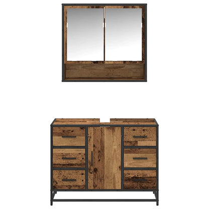 vidaXL Badezimmermöbel Set 2 pcs Altholz 80 x 33 x 60 cm Holzwerkstoff