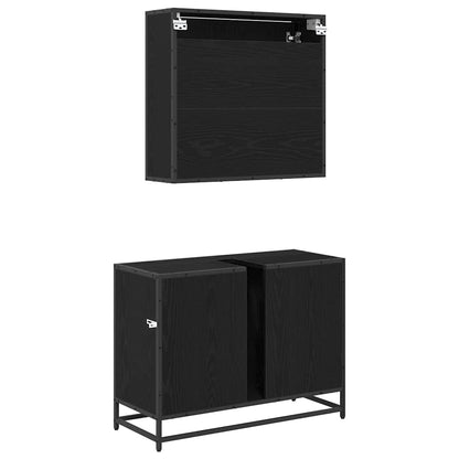 vidaXL Ensemble de meubles de salle de bain 2 pcs Noir aspect chêne Aggloméré