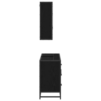 vidaXL Ensemble de meubles de salle de bain 2 pcs Noir aspect chêne Aggloméré