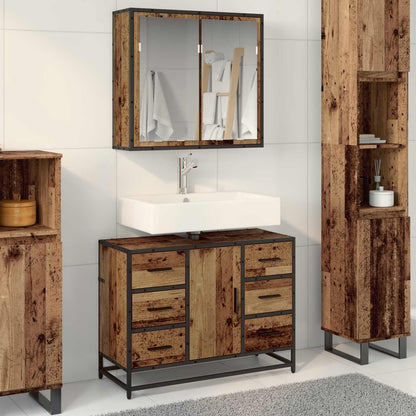 vidaXL Badezimmermöbel Set 2 pcs Altholz 80 x 33 x 60 cm Holzwerkstoff