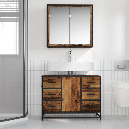 vidaXL Badezimmermöbel Set 2 pcs Altholz 80 x 33 x 60 cm Holzwerkstoff