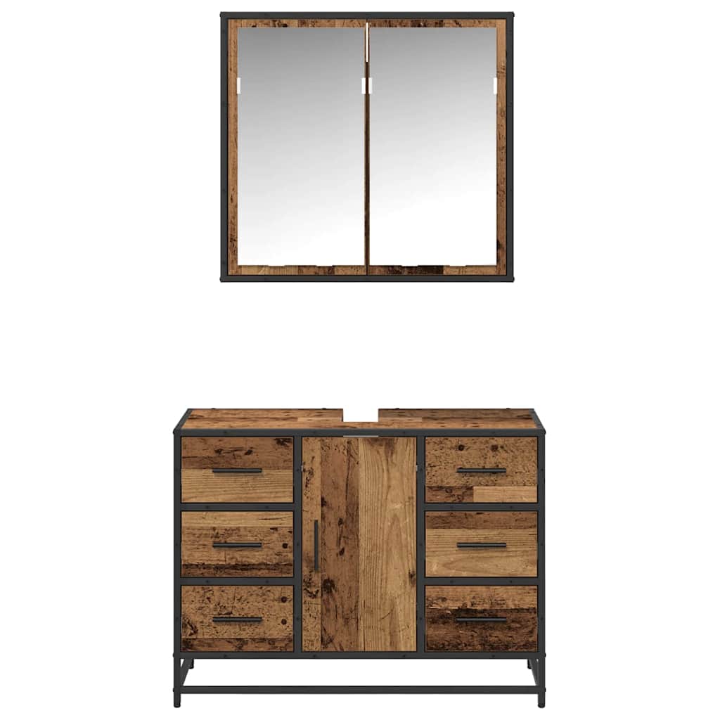 vidaXL Badezimmermöbel Set 2 pcs Altholz 80 x 33 x 60 cm Holzwerkstoff