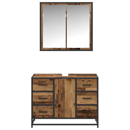 vidaXL Badezimmermöbel Set 2 pcs Altholz 80 x 33 x 60 cm Holzwerkstoff