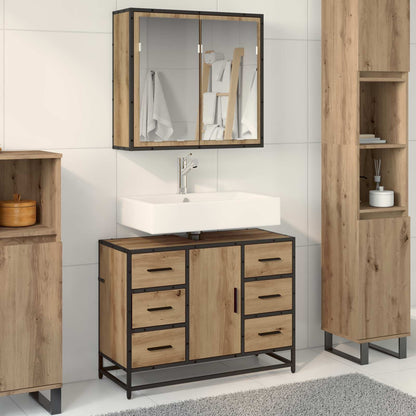vidaXL Badezimmermöbel Set mit Tür 2 pcs Artisan-Eiche 80 x 33 x 60 cm
