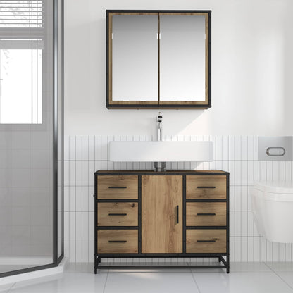 vidaXL Badezimmermöbel Set mit Tür 2 pcs Artisan-Eiche 80 x 33 x 60 cm