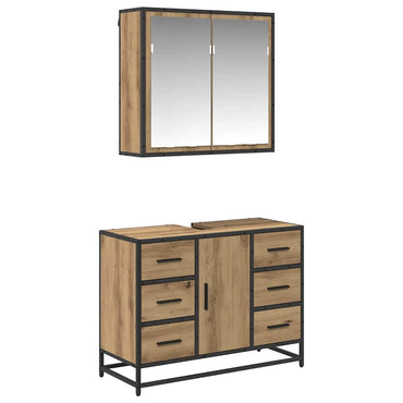 vidaXL Badezimmermöbel Set mit Tür 2 pcs Artisan-Eiche 80 x 33 x 60 cm