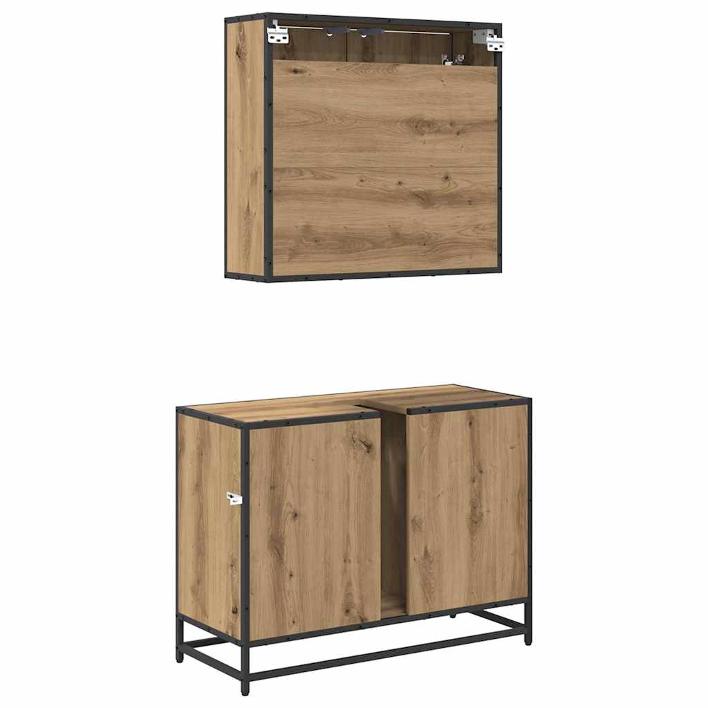 vidaXL Badezimmermöbel Set mit Tür 2 pcs Artisan-Eiche 80 x 33 x 60 cm
