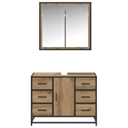 vidaXL Badezimmermöbel Set mit Tür 2 pcs Artisan-Eiche 80 x 33 x 60 cm