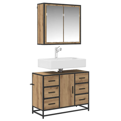 vidaXL Badezimmermöbel Set mit Tür 2 pcs Artisan-Eiche 80 x 33 x 60 cm