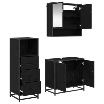 vidaXL Badezimmermöbel-Set 3 pcs Schwarz Eichen-Optik Holzwerkstoff