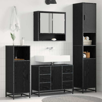 vidaXL Badezimmermöbel-Set 4 pcs Schwarz Eichen-Optik Holzwerkstoff
