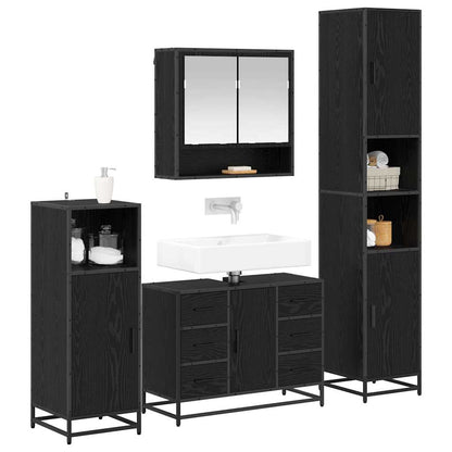 vidaXL Badezimmermöbel-Set 4 pcs Schwarz Eichen-Optik Holzwerkstoff