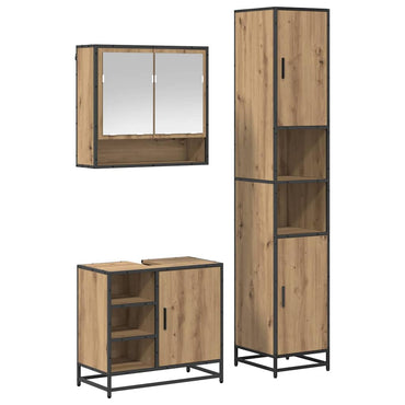 vidaXL Badezimmermöbel-Set mit Regal 3 pcs Artisan-Eiche Holzwerkstoff