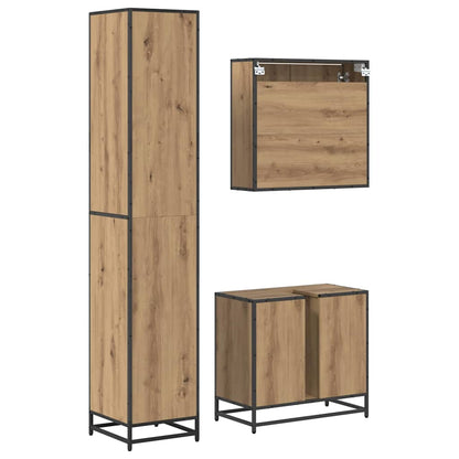 vidaXL Badezimmermöbel-Set mit Regal 3 pcs Artisan-Eiche Holzwerkstoff