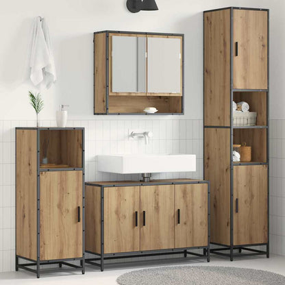 vidaXL Badezimmermöbel-Set mit Regal 4 pcs Artisan-Eiche Holzwerkstoff