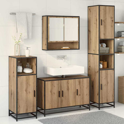 vidaXL Badezimmermöbel-Set mit Regal 4 pcs Artisan-Eiche Holzwerkstoff