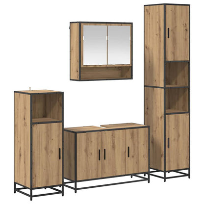 vidaXL Badezimmermöbel-Set mit Regal 4 pcs Artisan-Eiche Holzwerkstoff