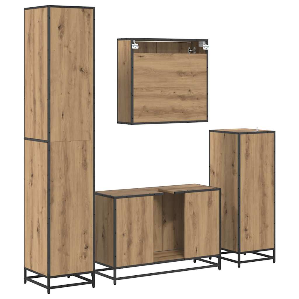 vidaXL Badezimmermöbel-Set mit Regal 4 pcs Artisan-Eiche Holzwerkstoff