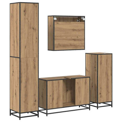 vidaXL Badezimmermöbel-Set mit Regal 4 pcs Artisan-Eiche Holzwerkstoff