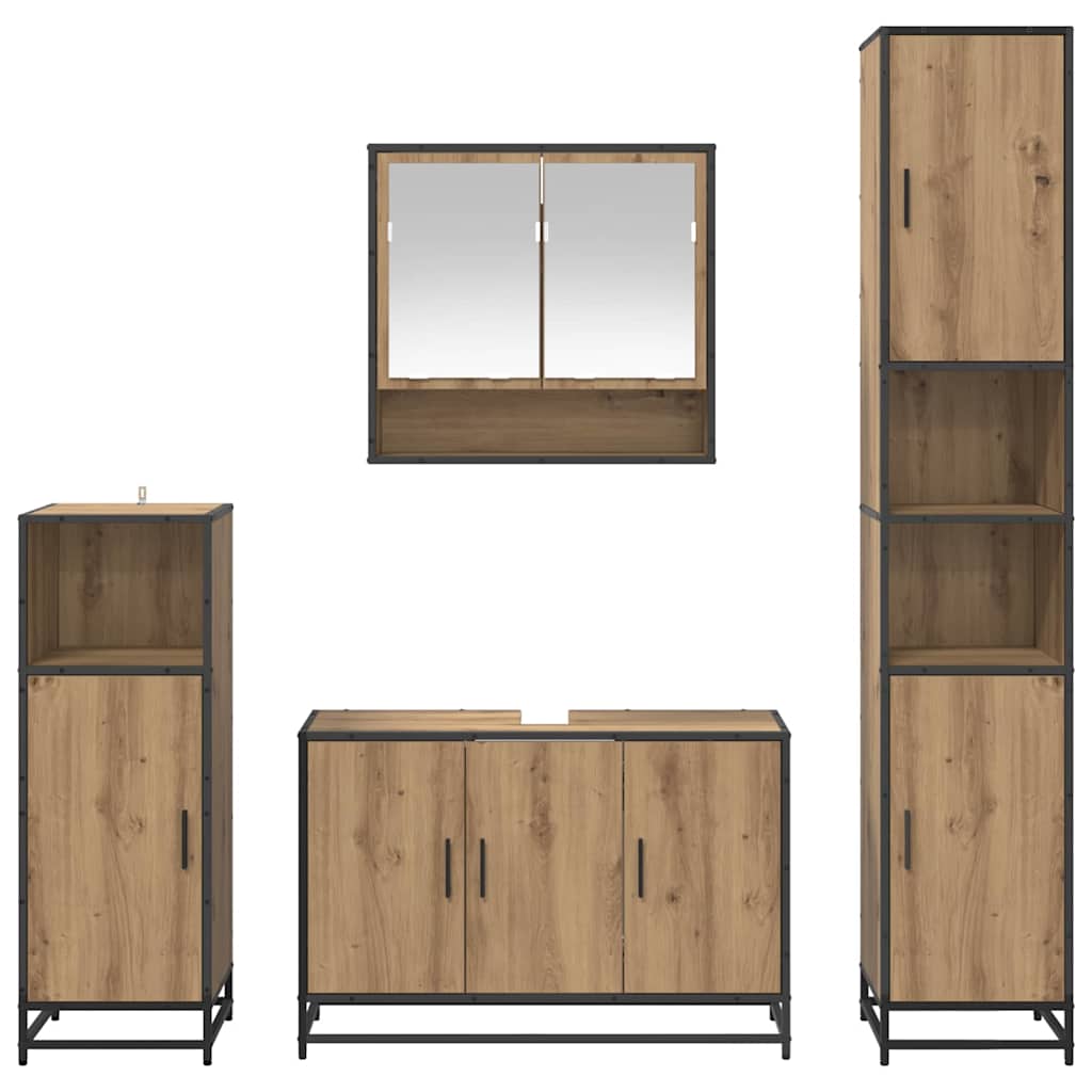 vidaXL Badezimmermöbel-Set mit Regal 4 pcs Artisan-Eiche Holzwerkstoff