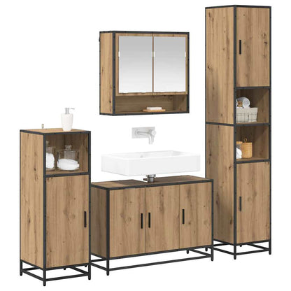 vidaXL Badezimmermöbel-Set mit Regal 4 pcs Artisan-Eiche Holzwerkstoff