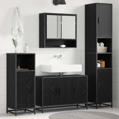 vidaXL Badezimmermöbel-Set 4 pcs Schwarz Eichen-Optik Holzwerkstoff