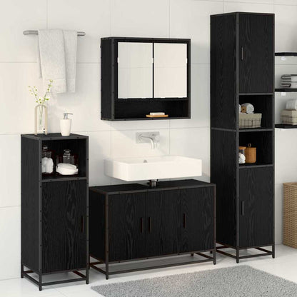 vidaXL Badezimmermöbel-Set 4 pcs Schwarz Eichen-Optik Holzwerkstoff