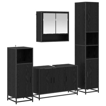 vidaXL Badezimmermöbel-Set 4 pcs Schwarz Eichen-Optik Holzwerkstoff