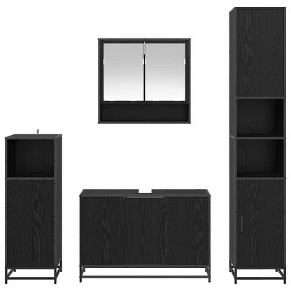 vidaXL Badezimmermöbel-Set 4 pcs Schwarz Eichen-Optik Holzwerkstoff