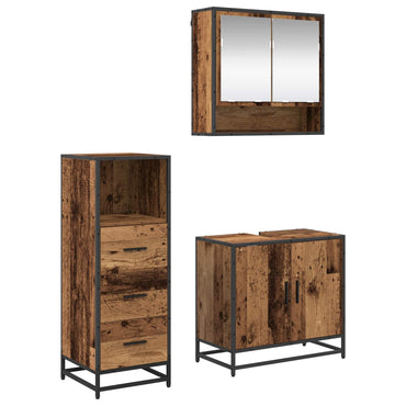 vidaXL Badezimmermöbel-Set mit Schubladen 3 pcs Altholz Holzwerkstoff