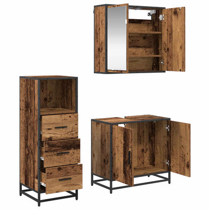 vidaXL Badezimmermöbel-Set mit Schubladen 3 pcs Altholz Holzwerkstoff