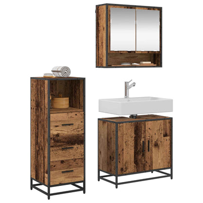 vidaXL Badezimmermöbel-Set mit Schubladen 3 pcs Altholz Holzwerkstoff
