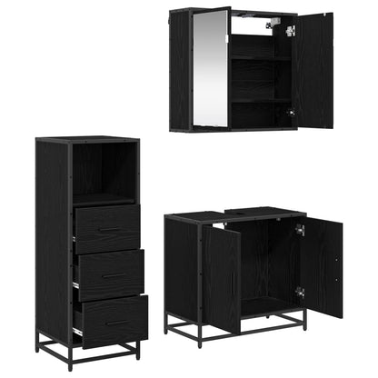 vidaXL Badezimmermöbel-Set 3 pcs Schwarz Eichen-Optik Holzwerkstoff