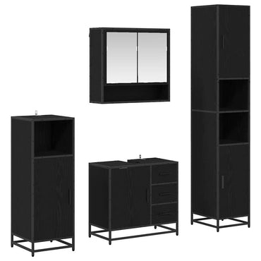 vidaXL Badezimmermöbel-Set 4 pcs Schwarz Eichen-Optik Holzwerkstoff