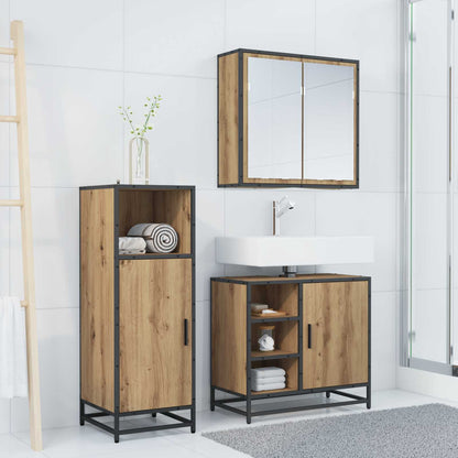 vidaXL Badezimmermöbel-Set mit Regal 3 pcs Artisan-Eiche Holzwerkstoff