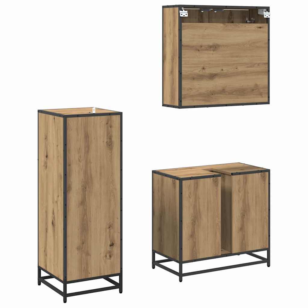 vidaXL Badezimmermöbel-Set mit Regal 3 pcs Artisan-Eiche Holzwerkstoff