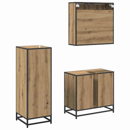 vidaXL Badezimmermöbel-Set mit Regal 3 pcs Artisan-Eiche Holzwerkstoff
