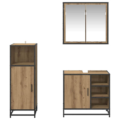 vidaXL Badezimmermöbel-Set mit Regal 3 pcs Artisan-Eiche Holzwerkstoff