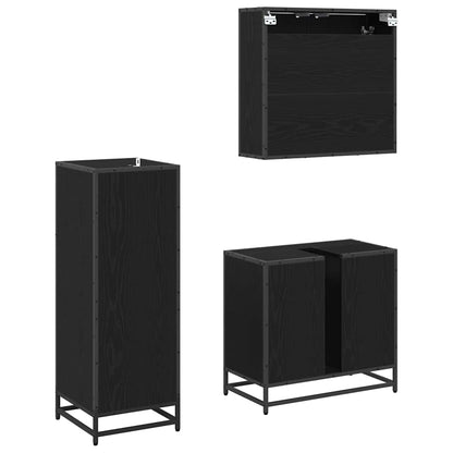 vidaXL Badezimmermöbel-Set 3 pcs Schwarz Eichen-Optik Holzwerkstoff