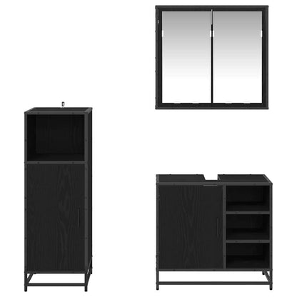vidaXL Badezimmermöbel-Set 3 pcs Schwarz Eichen-Optik Holzwerkstoff