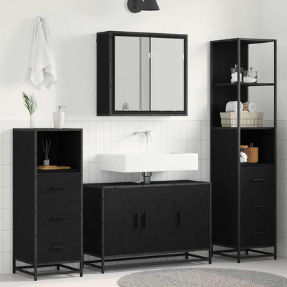 vidaXL Badezimmermöbel-Set 3 pcs Schwarz Eichen-Optik Holzwerkstoff