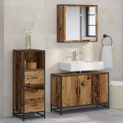 vidaXL Badezimmermöbel-Set mit Schubladen 3 pcs Altholz Holzwerkstoff