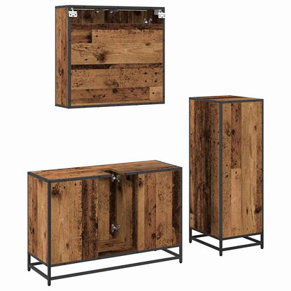 vidaXL Badezimmermöbel-Set mit Schubladen 3 pcs Altholz Holzwerkstoff