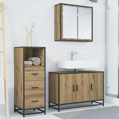 vidaXL Badezimmermöbel-Set mit Regal 3 pcs Artisan-Eiche Holzwerkstoff