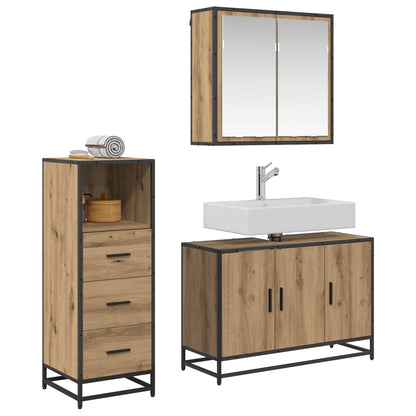 vidaXL Badezimmermöbel-Set mit Regal 3 pcs Artisan-Eiche Holzwerkstoff
