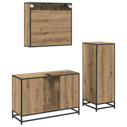 vidaXL Badezimmermöbel-Set mit Regal 3 pcs Artisan-Eiche Holzwerkstoff